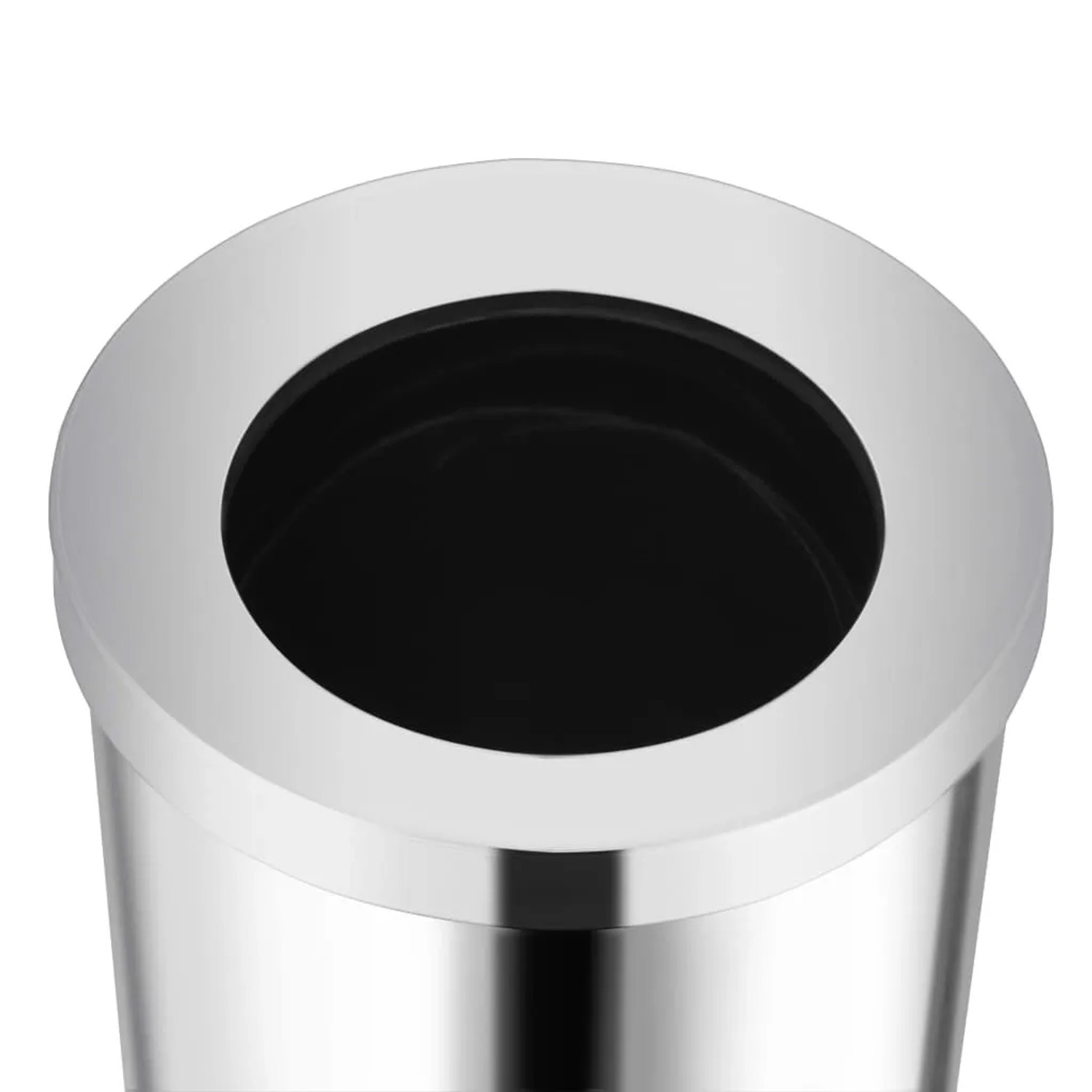 Detailaufnahme: Silberner vidaXL Mülleimer aus Edelstahl, 32 Liter, für Hotel und Zuhause.