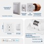 Homematic IP 2-fach Schaltaktor für Markenschalter mit Adapter, Unterputzdose und Maßen. Smart Home Hausautomation.