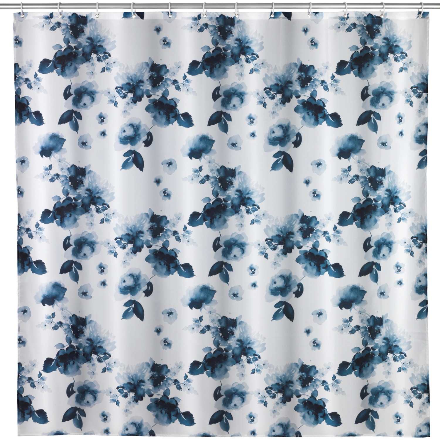 Wenko Anti-Schimmel Duschvorhang Rose Bleu Polyester 180 cm x 200 cm