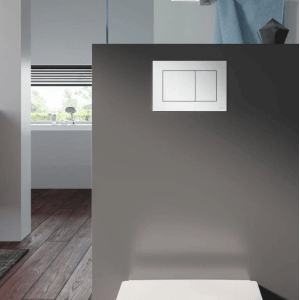 Bad Land WC SET Vorwandelement TECEbase + Toilette ROLO Weiß + Platte Rechteckig in Weiß