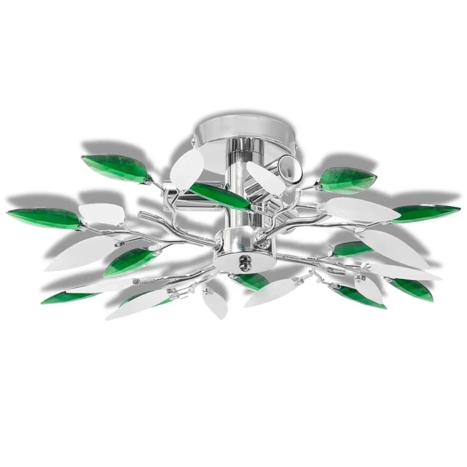 vidaXL Deckenleuchte Weiße & Grüne Acrylglas-Blätter 3 x E14-Lampen 240982