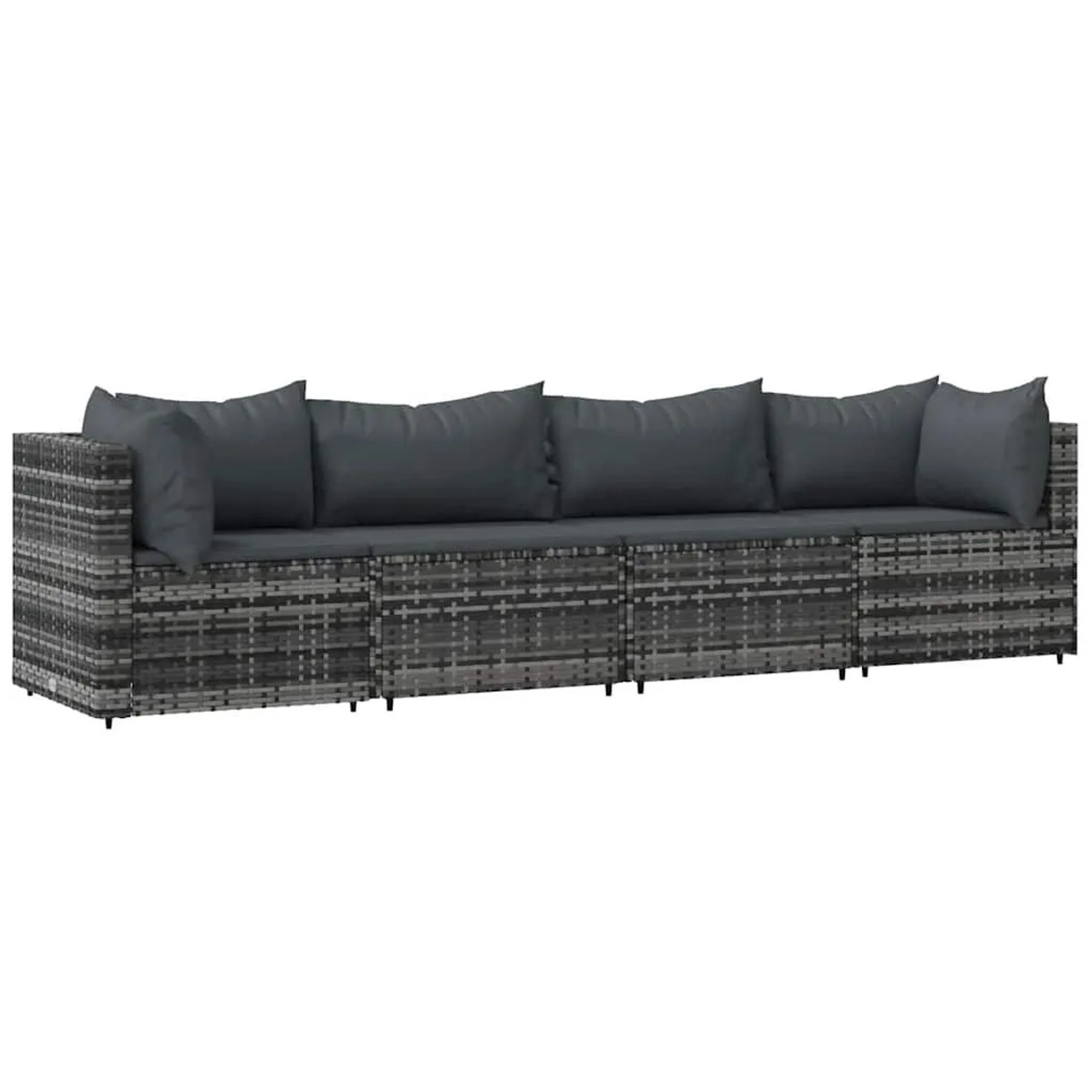 vidaXL 4-Tlg Garten-Lounge-Set mit Kissen Grau Poly Rattan 319768