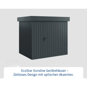 Hörmann EcoStar Euroline Gerätehaus, Flachdach, 237x181 cm, Anthrazitgrau.
