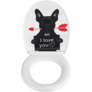 Wenko WC-Sitz Guilty Dog mit Hundemotiv und Absenkautomatik, Mehrfarbig.