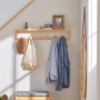 SoBuy Wandgarderobe FHK06-N aus Bambus mit Ablage und Haken für Flur, Bad oder Küche.