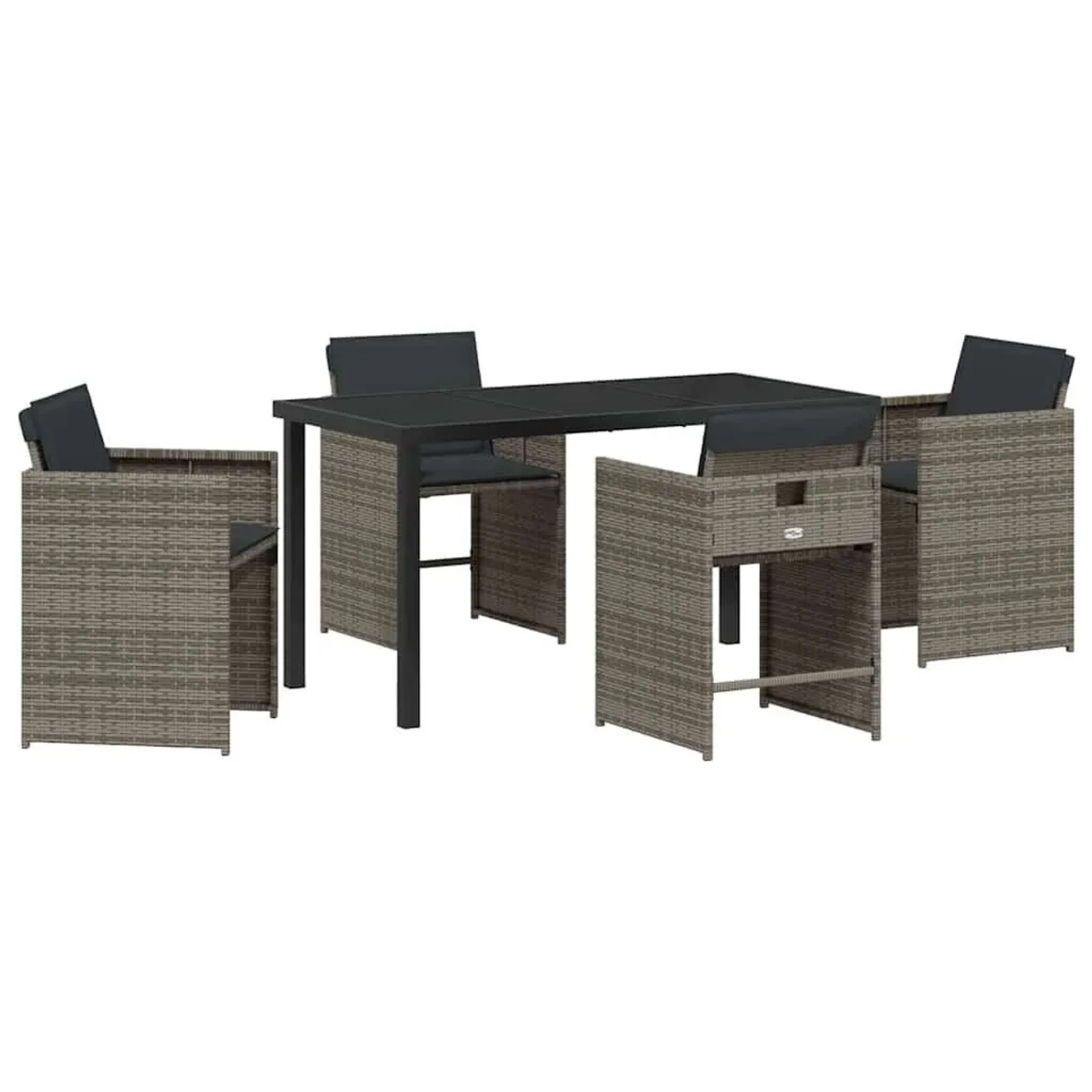 vidaXL Garten Essgruppe 5-Tlg Grau Poly-Rattan 3380694 günstig online kaufen