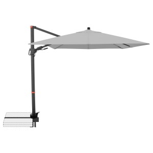 Hellgrauer Doppler Ampelschirm MyZone 210x210 cm mit Dreh- und Neigungsfunktion.