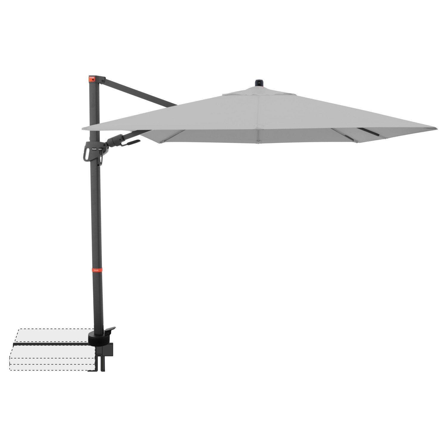 Doppler Ampelschirm MyZone 210 cmx 210 cm Hellgrau mit Dreh- & Neigungsfunk günstig online kaufen
