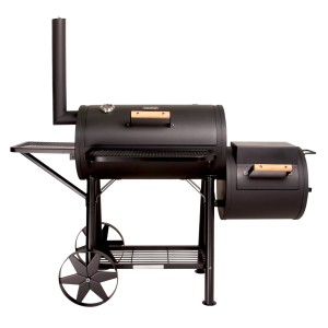 Taino Yuma Smoker Grillwagen mit Seitenkammer, Holzkohlegrill aus massivem Stahl, 90 kg.