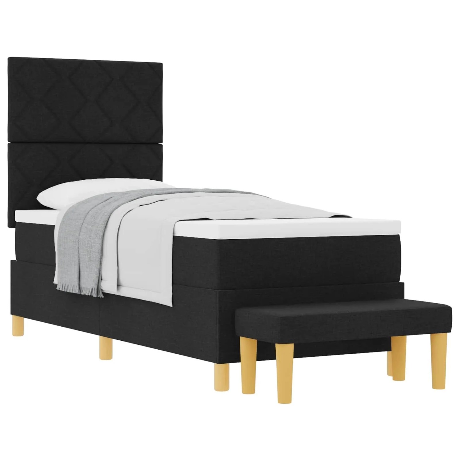 vidaXL Boxspringbett mit Matratze Schwarz 80 x 200 cm Stoff 3344333