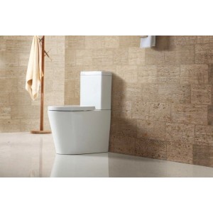 Weißes Stand-Kombi-WC mit Spülkasten und SoftClose-Sitz im Badezimmer.
