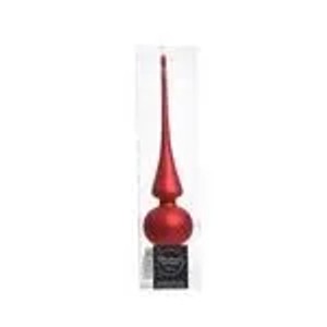 Rote, matte Glas-Christbaumspitze, spitz zulaufend, mit runder Basis, als dekorativer Baumbehang.