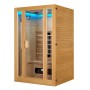 Artsauna Infrarotkabine Nyborg S120K aus Hemlockholz mit Glasfront und LED-Beleuchtung.