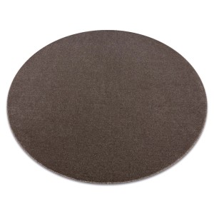Runder, einfarbiger brauner RugsX Teppich Eton Plus aus weichem Polypropylen, 200cm Durchmesser.