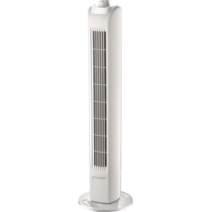 Weißer Turmventilator mit Timer, 80 cm hoch, für eine angenehme Luftkühlung im Raum.