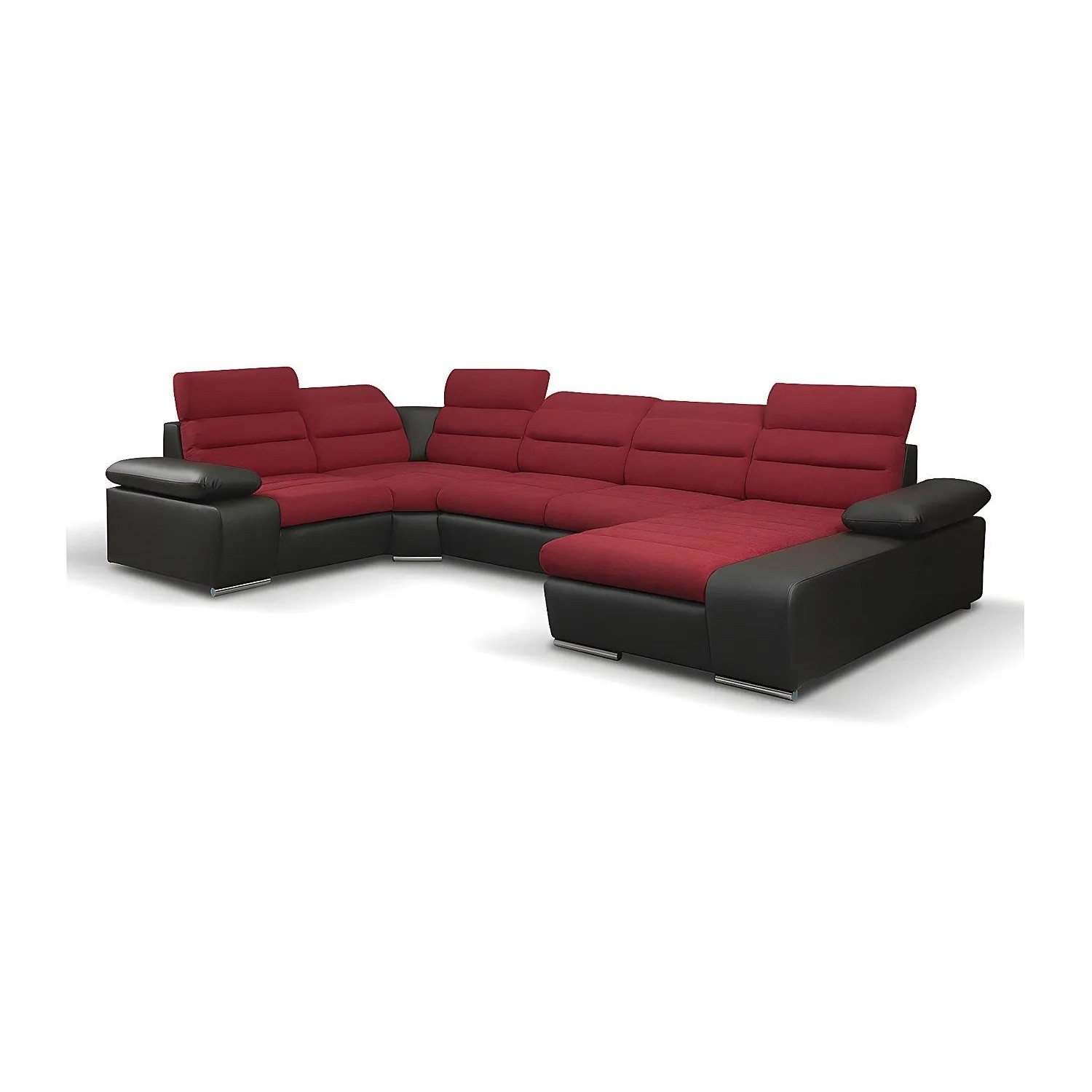 Vente-unique Schlafsofa Boileau Schwarz  Rot 362 cm