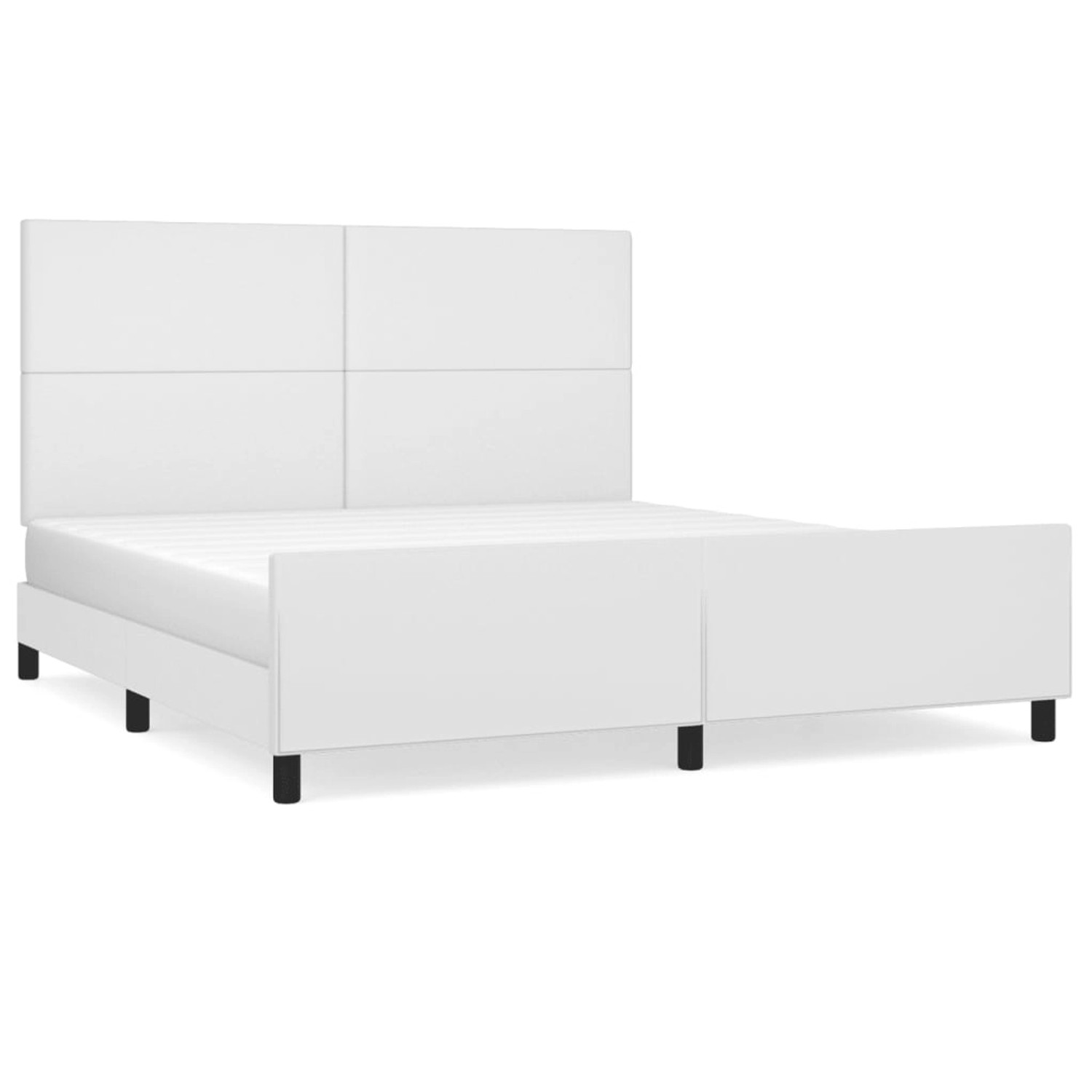 vidaXL Bettgestell mit Kopfteil Weiß 160x200 cm Kunstleder Modell 51368093 günstig online kaufen