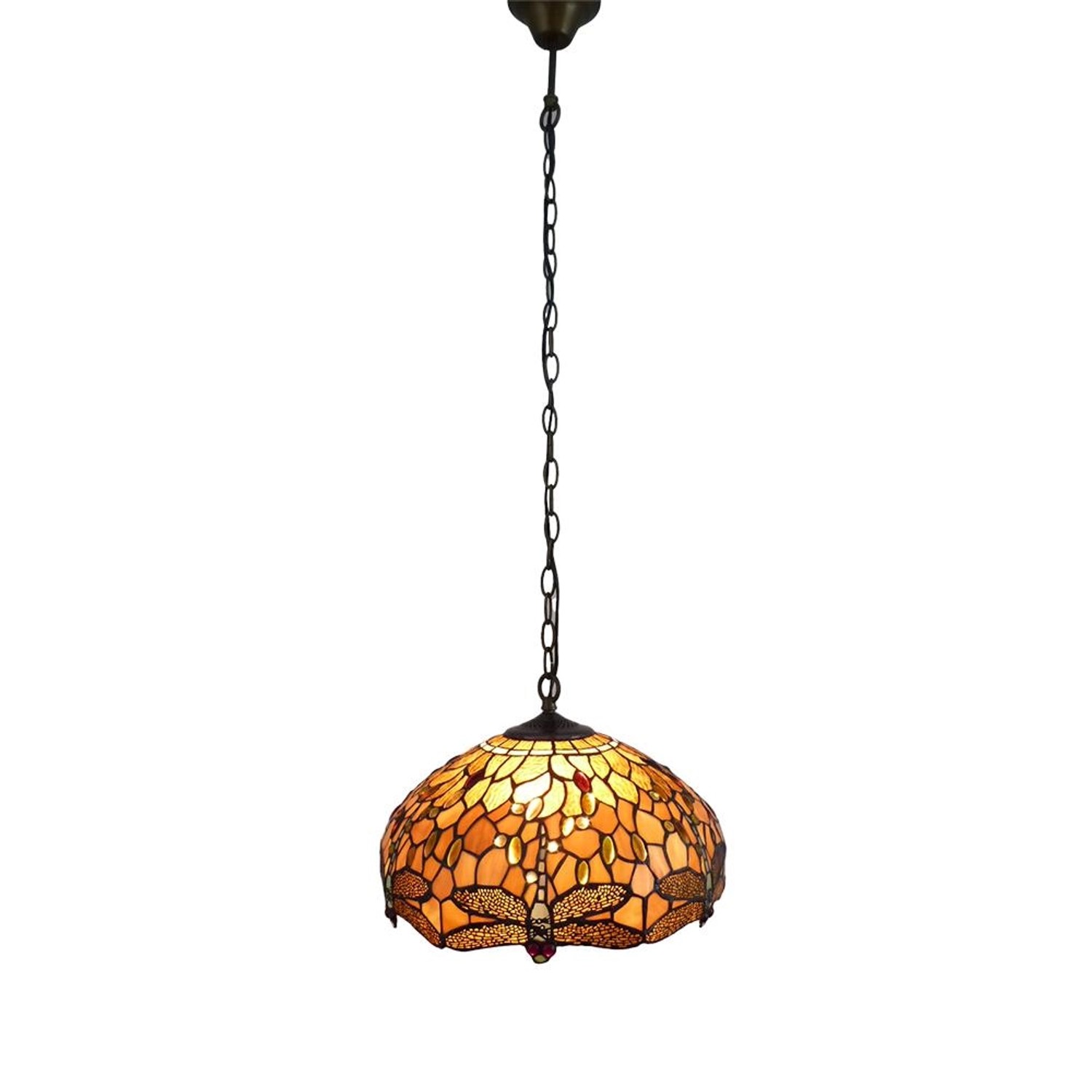 Dapo Decken Pendelleuchte Tiffany Charlotte 1-Flammig 42cm E27 Metall Glas günstig online kaufen