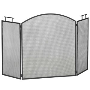 HOMCOM Kaminschutzgitter aus Eisen mit Netz, dreiteilig, für Kamine & Öfen.