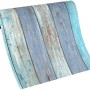 Erismann Vliestapete Imitations 2 Holz Blau, Rolle mit blauem Holz-Look.