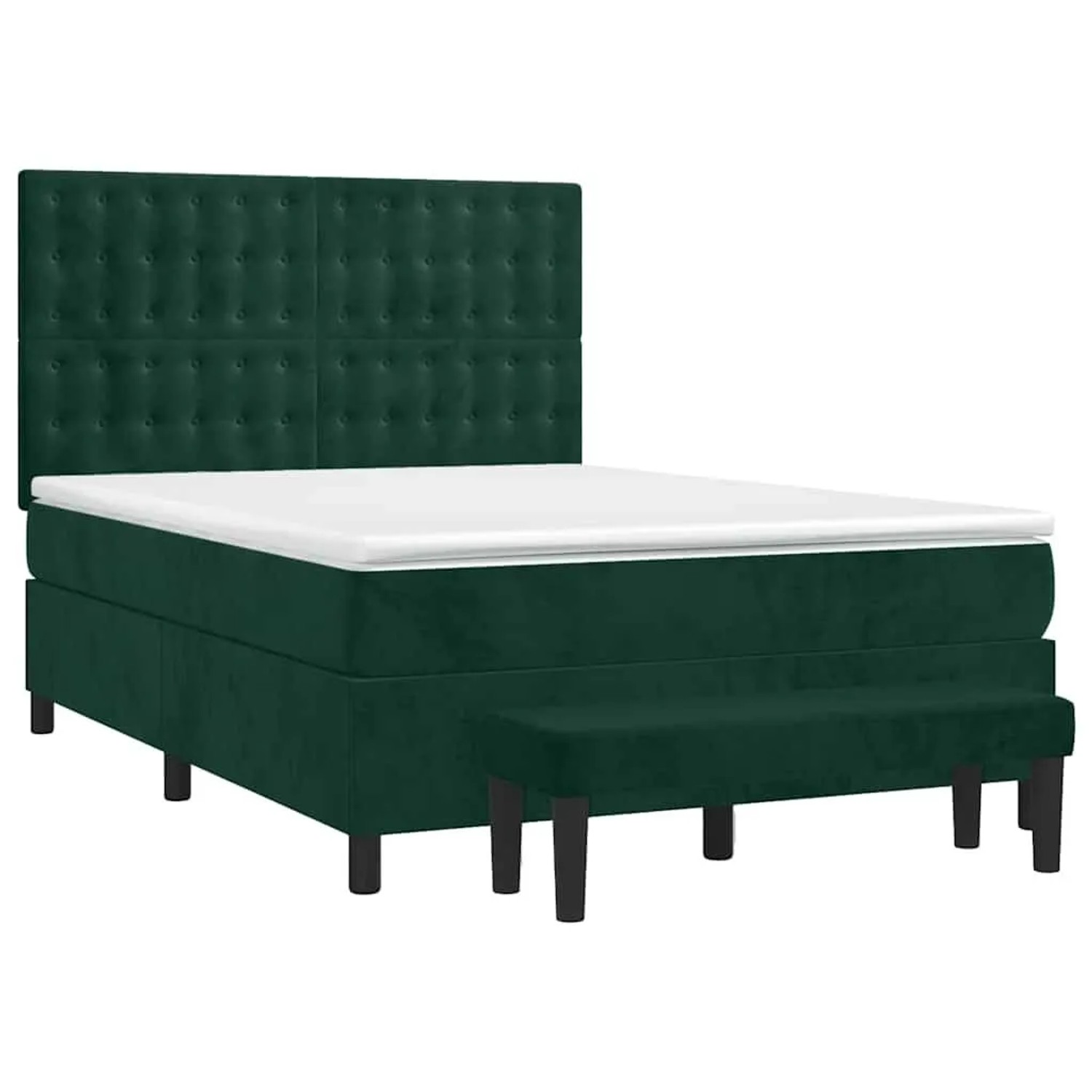 vidaXL Boxspringbett mit Matratze Dunkelgrün 140x200 cm Samt 3138088 günstig online kaufen