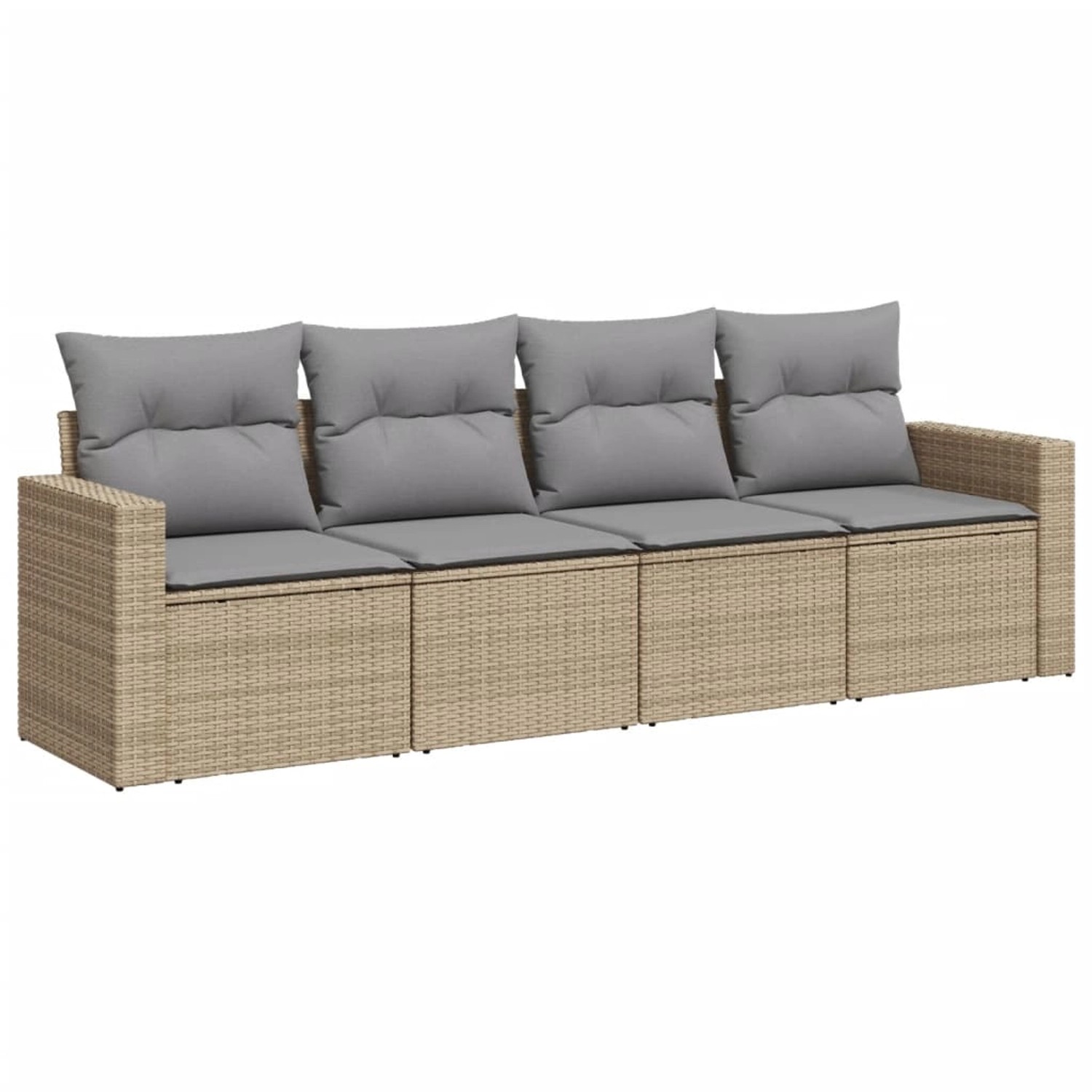 vidaXL 4-tlg Garten-Sofagarnitur mit Kissen Beige Poly Rattan Modell 1 günstig online kaufen