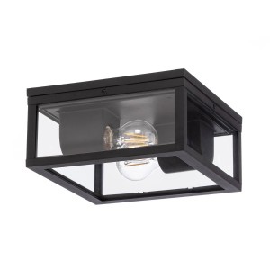 Lindby Deckenlampe Kremena 10017612 Spritzwassergeschützt Modern in Schwarz aus Aluminium 2-flammig E27