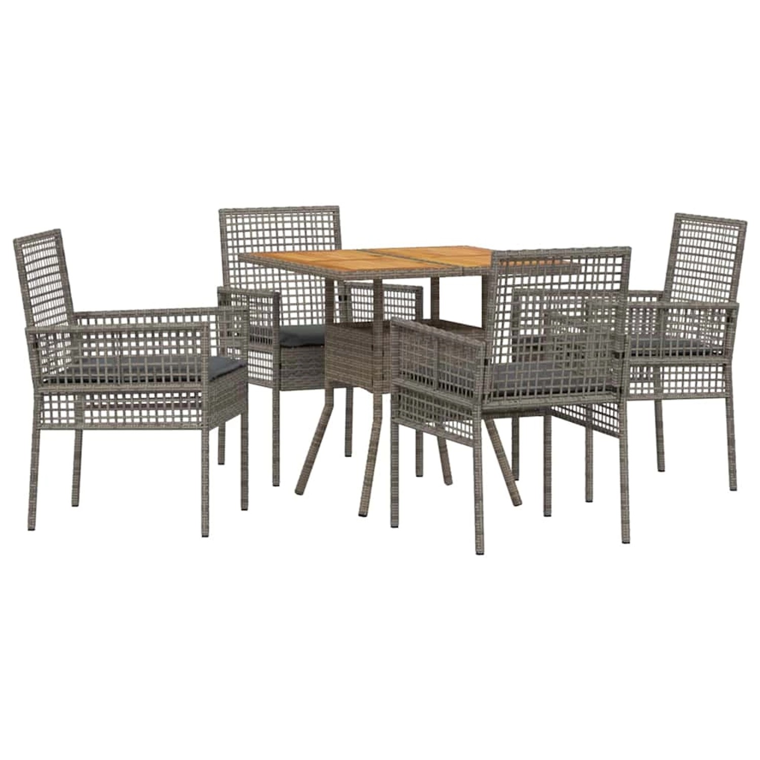vidaXL Garten Essgruppe 5-Tlg Grau Poly Rattan 3334938 günstig online kaufen