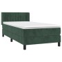 Boxspringbett dunkelgrün (90x190 cm) mit Samtbezug, Matratze und Topper.