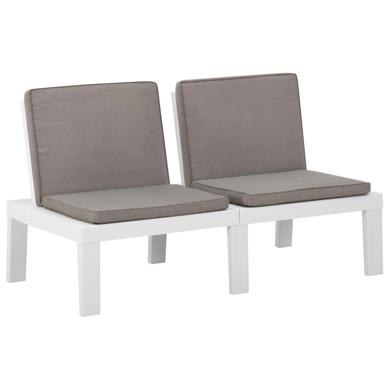 vidaXL Garten-Lounge-Bank mit Auflagen Kunststoff Weiß 315848