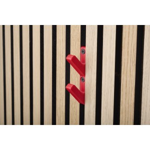Rote Denpanels 3D Haken für Akustikpaneele, 2er-Set, zur Wandmontage.