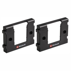 Zwei Einhell PXC Akku-Wandhalterungen zur sicheren Aufbewahrung von Akkus für Elektrowerkzeuge.