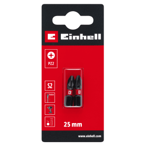 Einhell Impact Bit-Set, 2-teilig, PZ2, 25 mm. Schlagfeste Schrauberbits für Akkuschrauber und Bohrmaschinen.