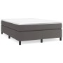 Graues vidaXL Boxspringbett (140x200 cm) mit Kunstlederbezug und weißer Matratze.