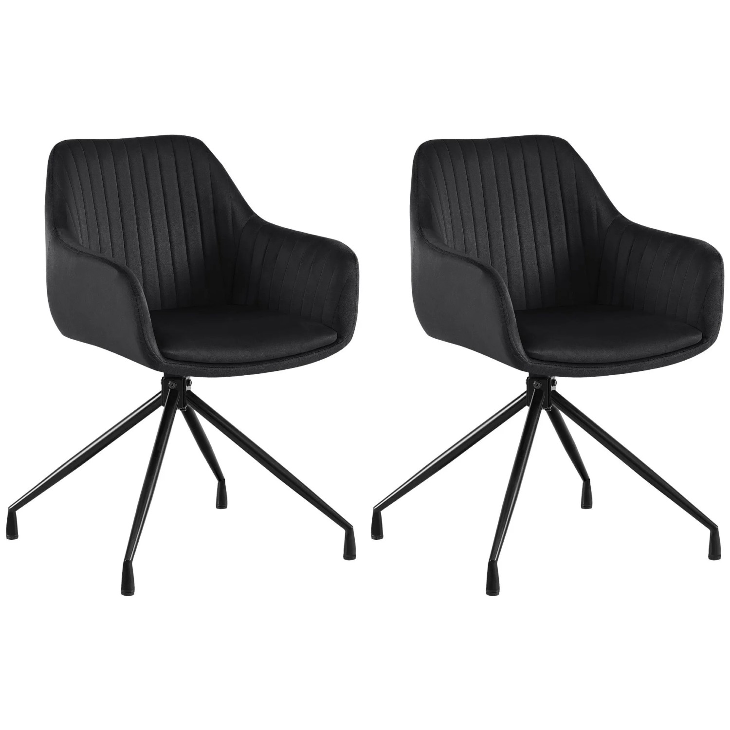 DELUKE 2er Set Esszimmerstuhl MILON Samt Schwarz 58x58x81cm Essstühle Esszimmerstühle Küchenstühle Wohnzimmerstühle
