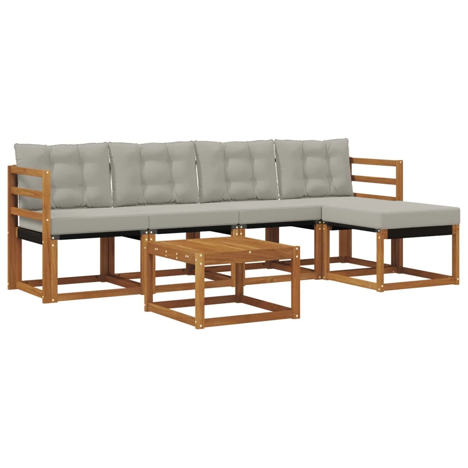vidaXL Outdoor-Sofagarnitur mit Kissen 6-Tlg Natur und Hellgrau 3368582