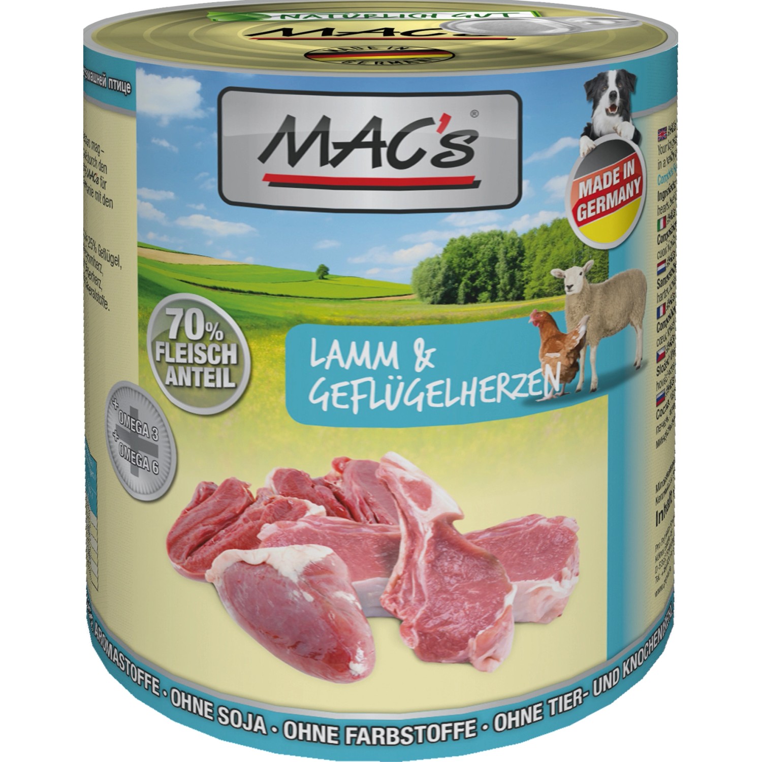 Mac's Hunde-Nassfutter Lamm und Geflügelherzen 800 g