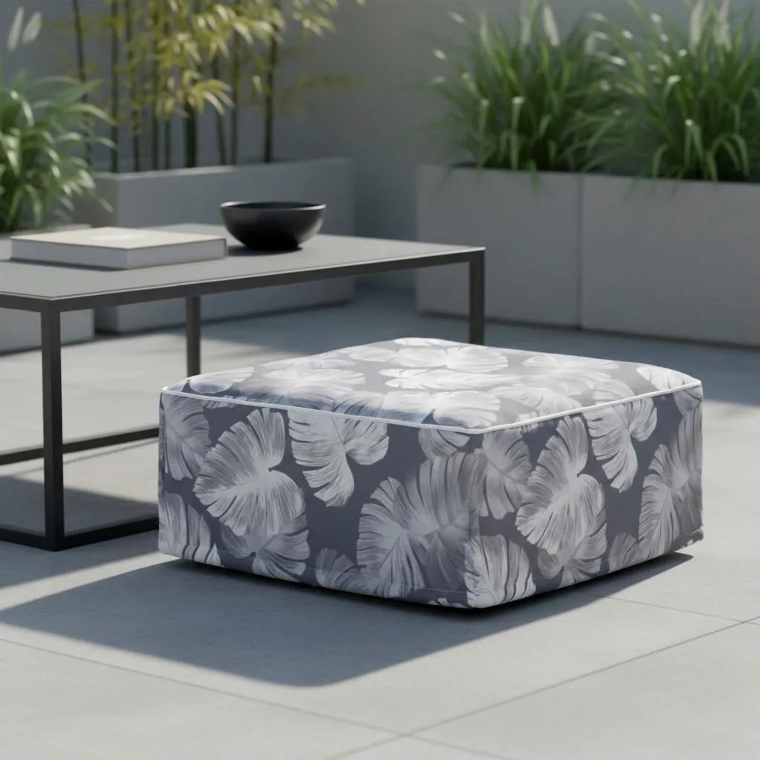 Bessagi Garden Pouf Cassy Grau ca. 60x23 cm