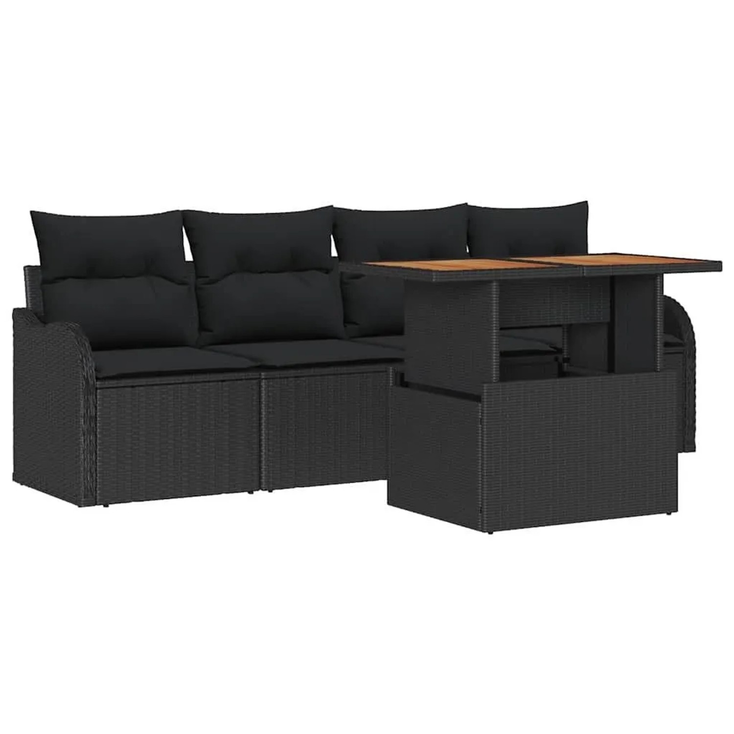 Thumbnail - vidaXL Gartensofa-Set mit Kissen 5 Stk Schwarz Poly-Rattan 3349393