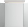 Posseik Spiegelschrank 90 cm mit LED-Lampe und Glasböden, Dekor Eiche Gold.