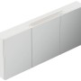 Posseik Spiegelschrank 140 cm, weiß hochglanz mit LED-Lampe und Glasböden.