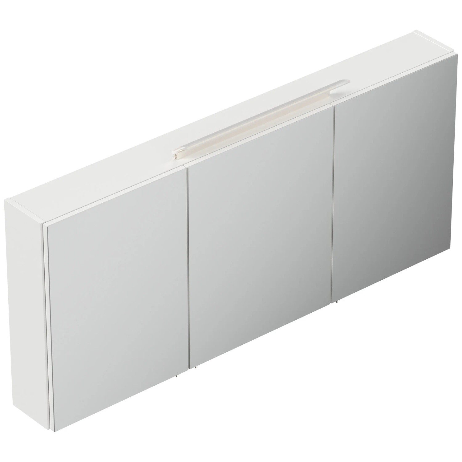 Posseik Spiegelschrank 140 cm, weiß hochglanz mit LED-Lampe und Glasböden.