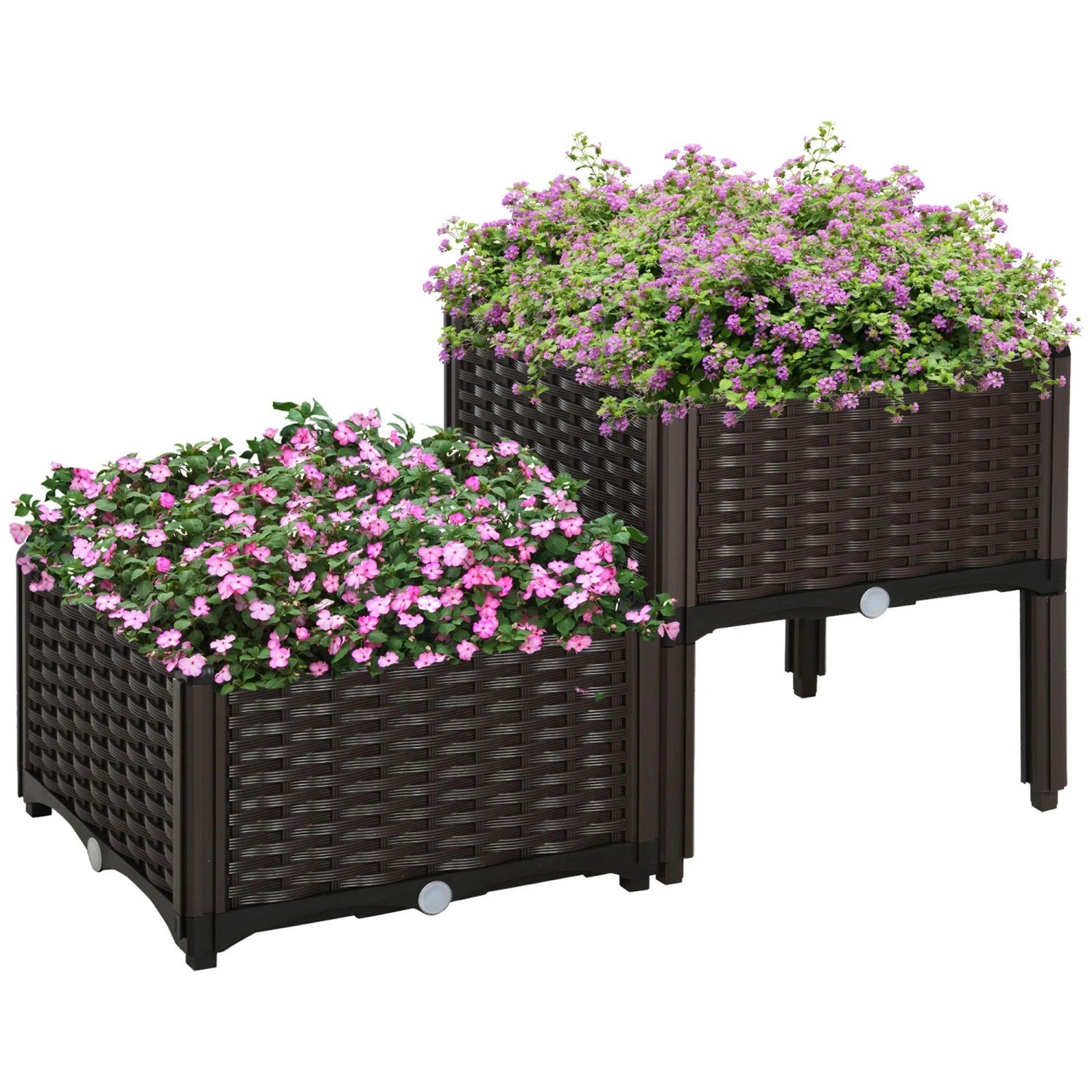 Furnicato Balkon Hochbeet Dunkelbraun 40x40x44 Cm 2 Teilig Mit Drainage