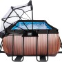 EXIT Wood Pool, braun, 400x200x100cm mit Sandfilterpumpe und Abdeckung.