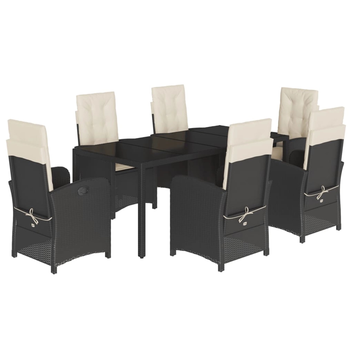 vidaXL 7-Tlg Garten-Essgruppe mit Kissen Schwarz Poly Rattan 3212200 günstig online kaufen