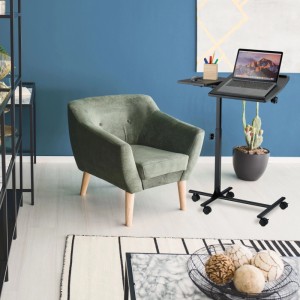 Relaxdays Laptoptisch MDF Schwarz Höhenverstellbar Rollbar Neigbar 61 cm x 40 cm x 65 cm bis 85 cm 4,5 kg
