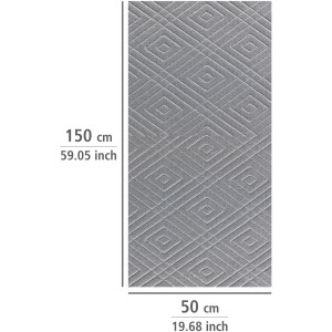 Zuschneidbare, graue Wenko Anti-Rutsch-Matte Design, 150x50 cm, mit Rautenmuster.