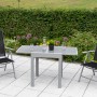 3-teiliges Gartenmöbel-Set Amalfi in Schwarz-Grau mit Ausziehtisch und 2 Klappsesseln.