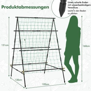 Costway Gurke Rankhilfe Set A-Förmig 130 x 105 x 151 cm