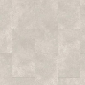 Parador Vinylboden in Betonoptik, weiße Großfliesen mit 4-seitiger Fase.